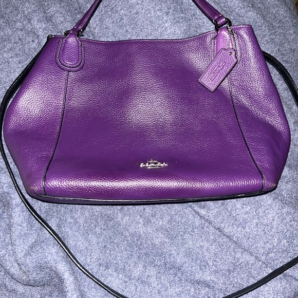 ✨ Coach Edie 31 Purple Pebbled Leather Shoulder Bag / Tote ✨ - Picture 6 of 7